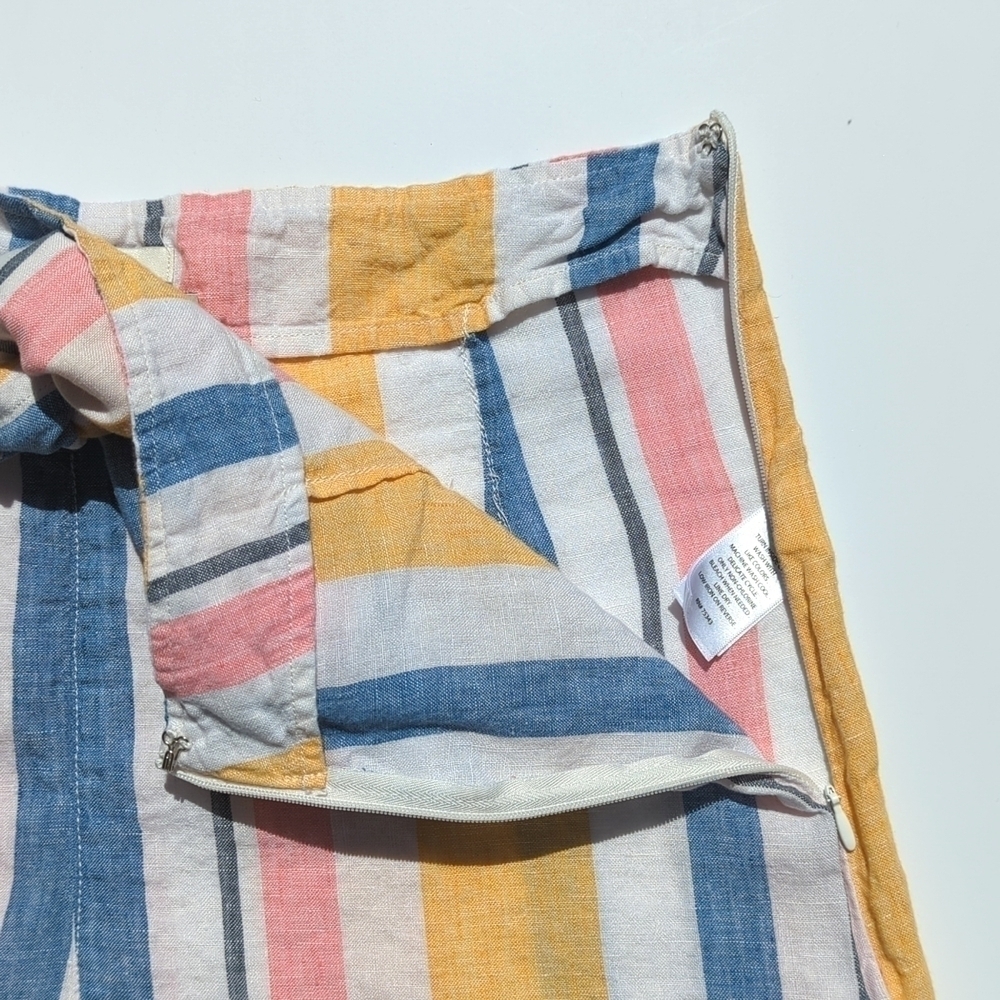 C&C California Multicolor Striped Lightweight Linen High Waisted Summer Shorts 8 - Picture 6 of 12
